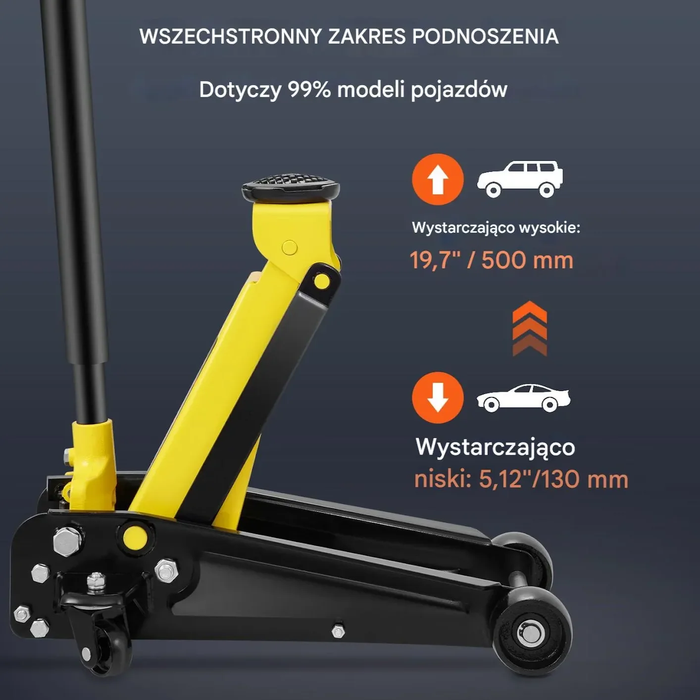 Podnośnik Hydrauliczny 3T niskoprofilowy stalowy do warsztatu - obrazek 2