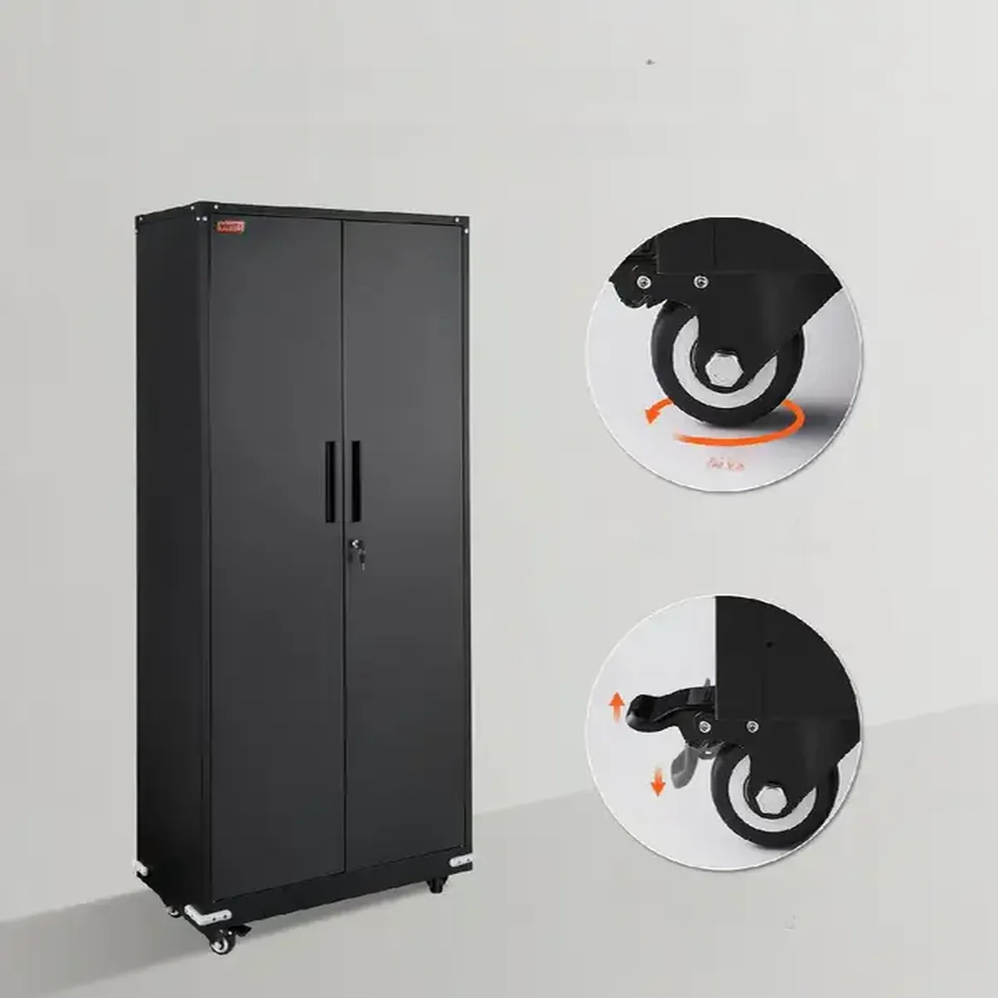 Szafa Biurowa Metalowa Na Dokumenty Akta 80x40x188 cm na kółkach czarna - obrazek 3