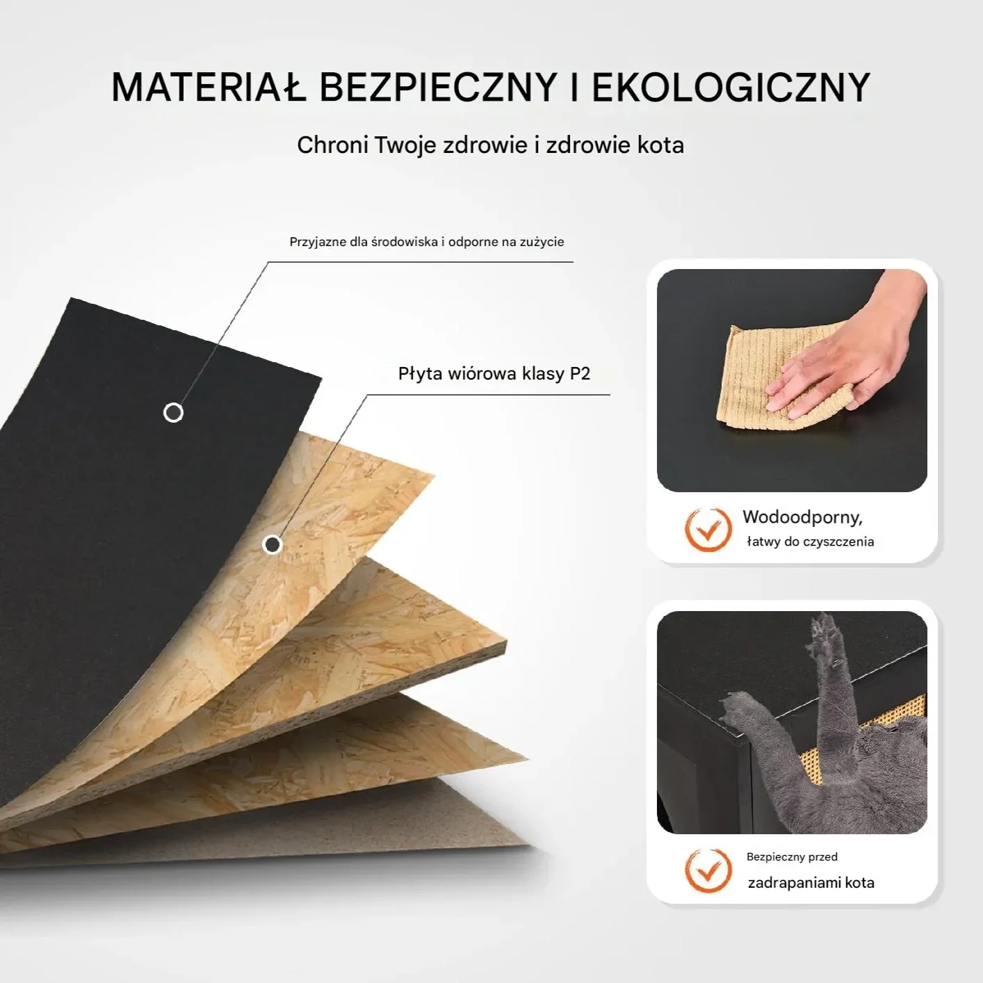 Szafka na kuwetę 2 komory – mebel maskujący czarny do domu dla kota - obrazek 5