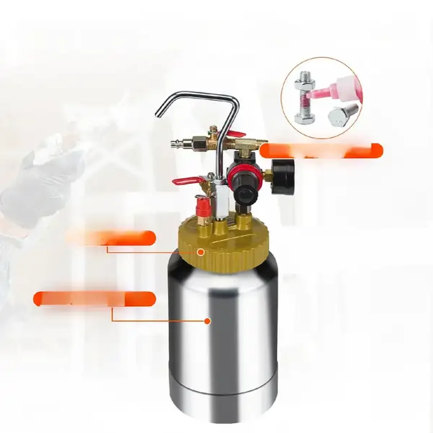 Agregat malarski 2L pistolet ciśnieniowy 1,8mm do farby 2 węże 3m regulator - obrazek 2