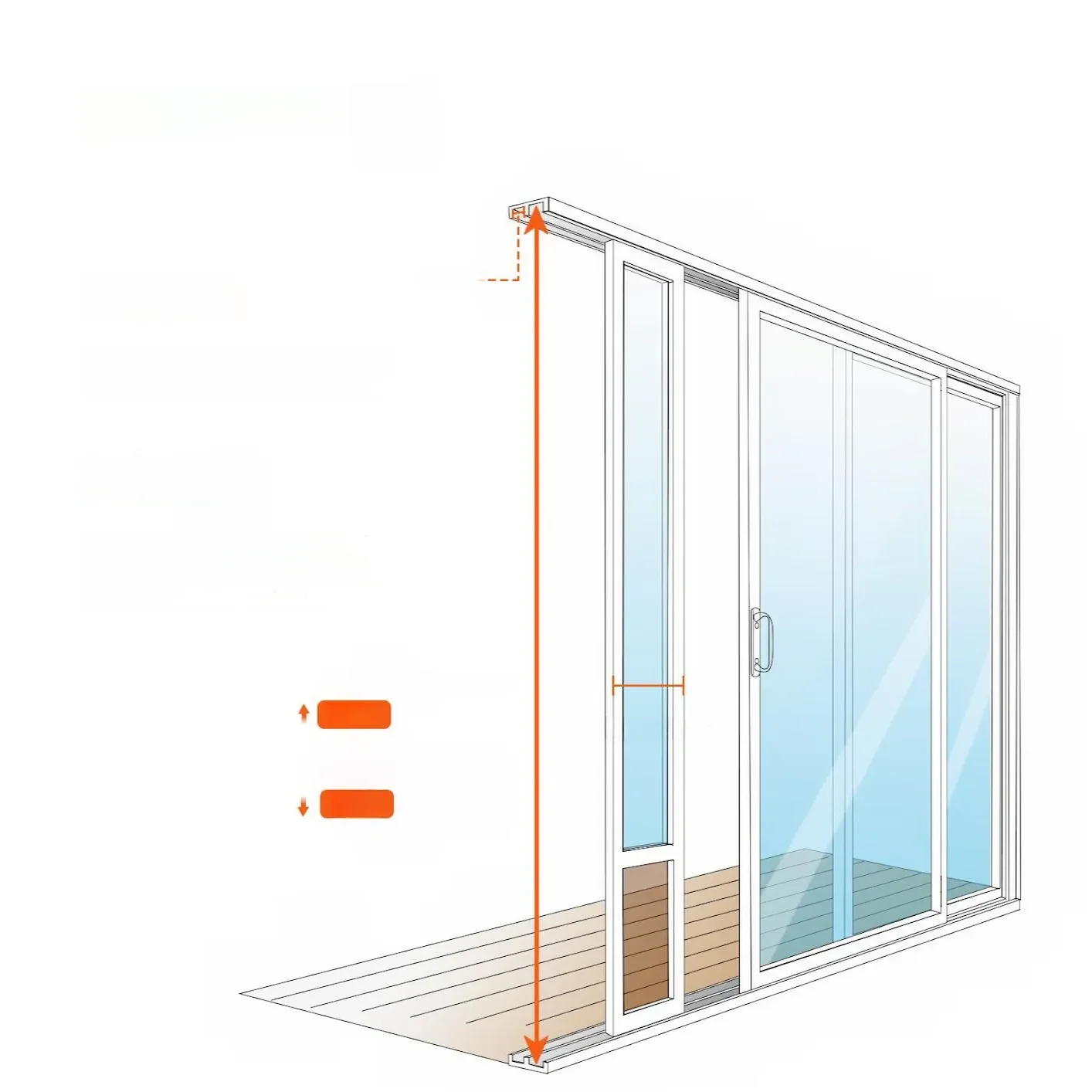 Drzwiczki dla Psa do Drzwi Przesuwnych Aluminiowe Regulacja Wysokości – XL - obrazek 3