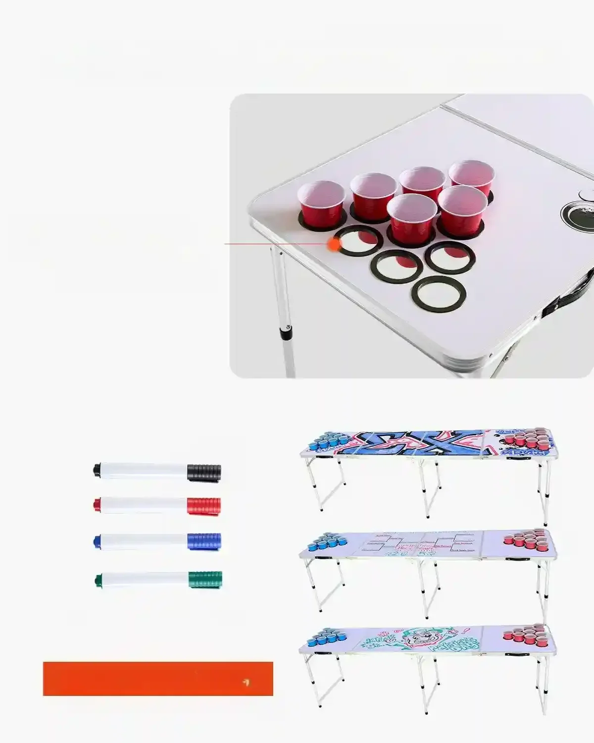 Stół do beer ponga 2.4m komplet kubki piłeczki impreza ogród przenośny - obrazek 5