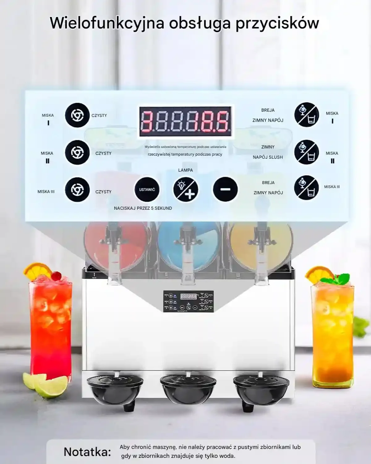 Maszyna do napojów slushie granita 15L×3 podwójna stalowa restauracja bar - obrazek 4