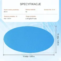 Pokrywa Solarna Mata Termiczna Osłona Przykrycie Basenu Φ3,05 m 381 µ