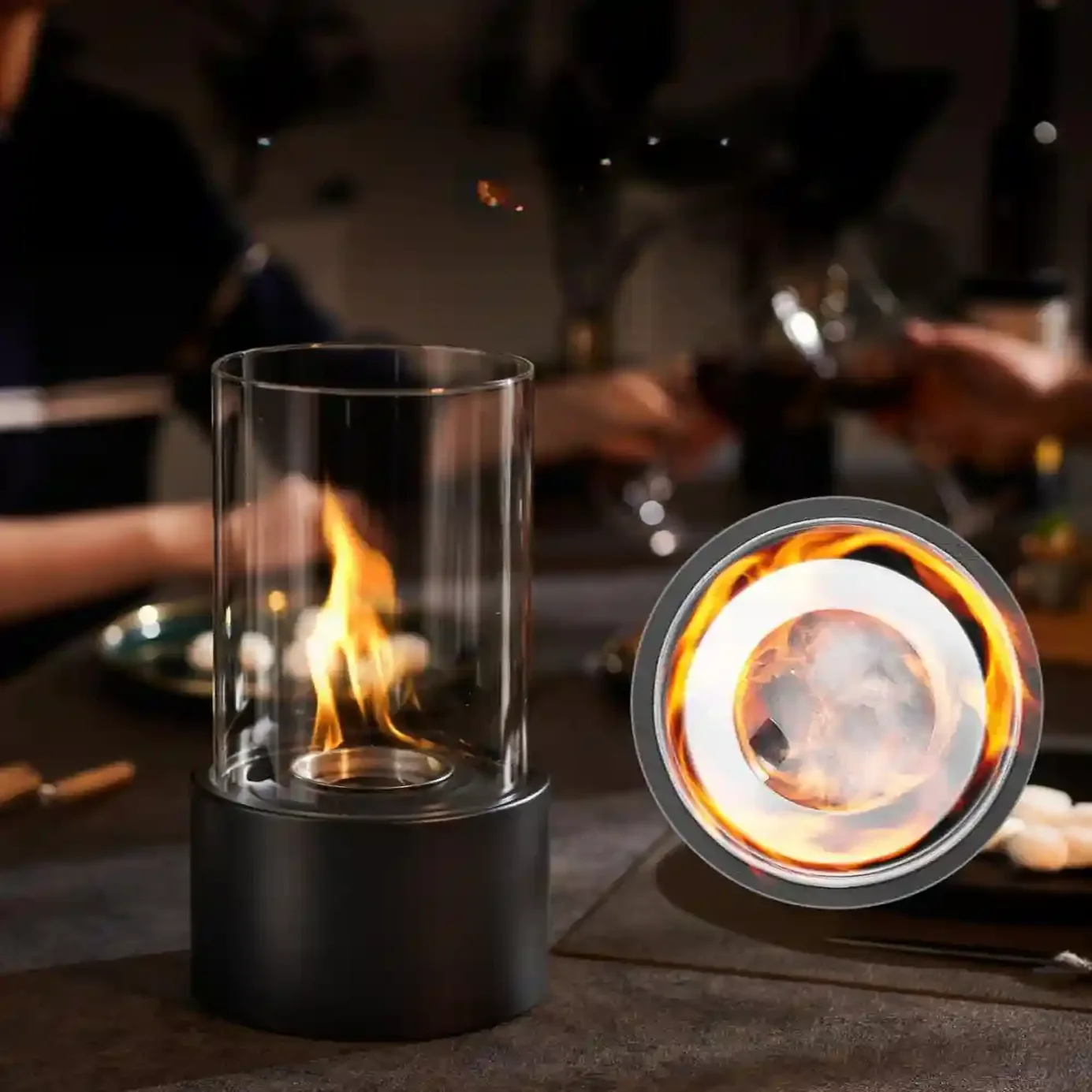 Biokominek kominek wolnostojący na taras stół szyba ogrodowy stojący 28.5cm - obrazek 5