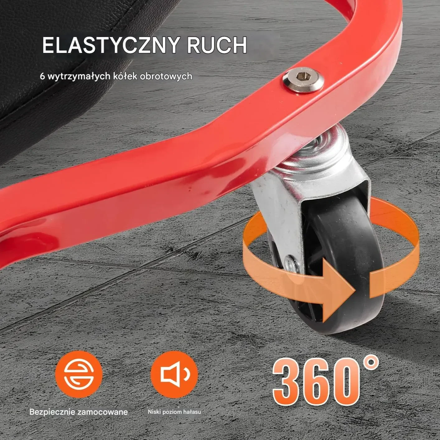 Leżanka warsztatowa 1118mm stalowa regulowany zagłowek tacka na narzędzia - obrazek 4