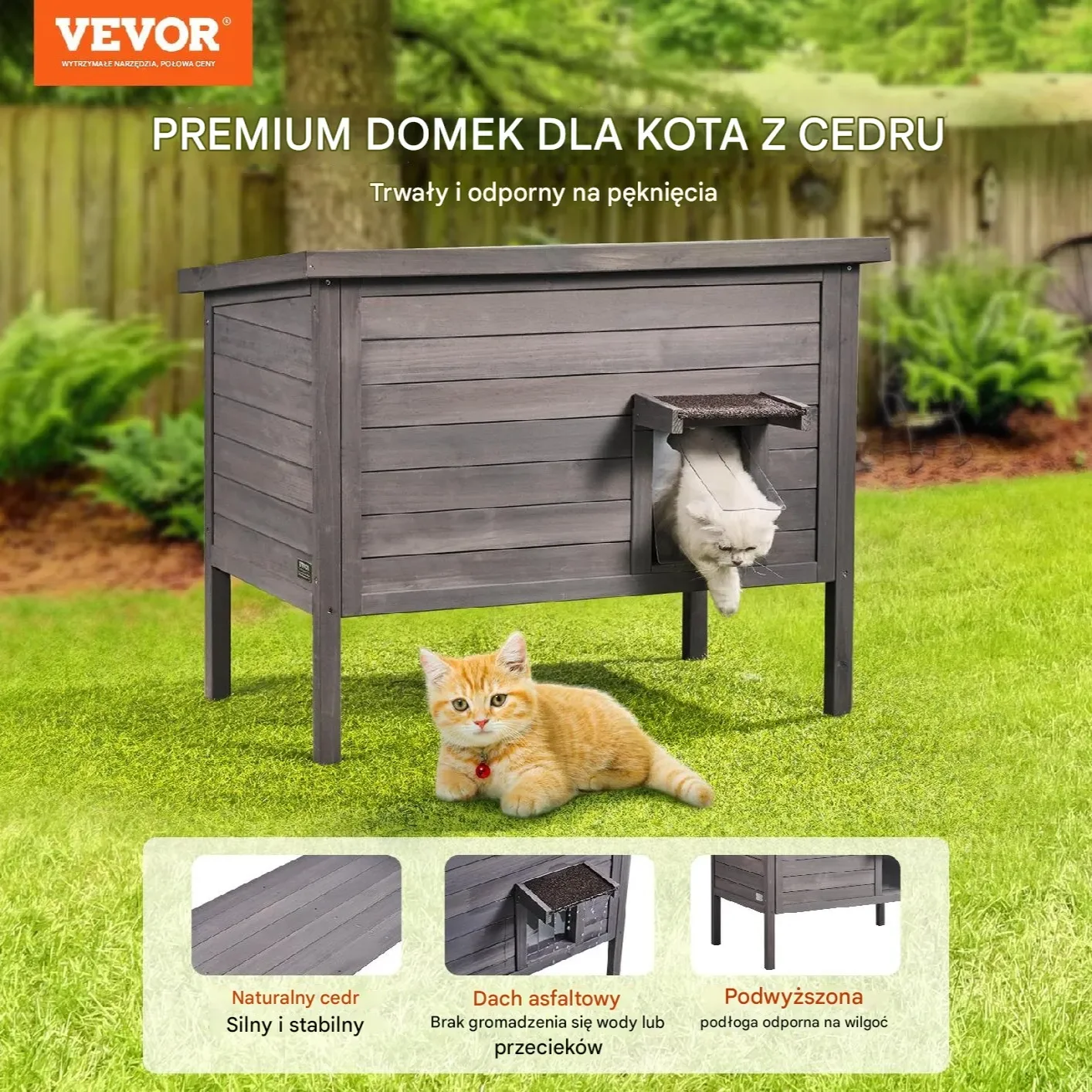 Zewnętrzny Dom dla Kota 89 cm - obrazek 6