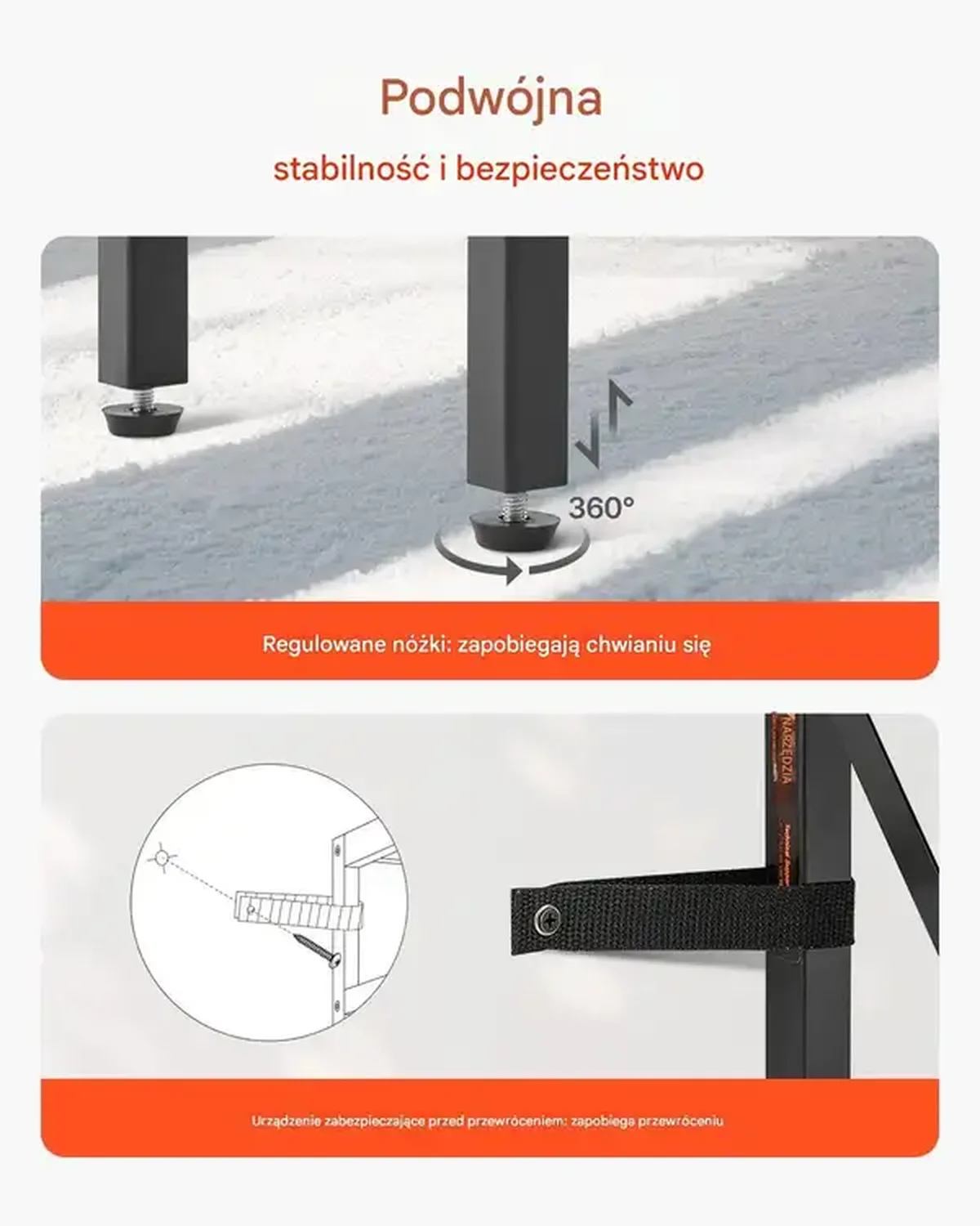 Konsola wąska 3-poziomowy 106 cm metalowa półka do salonu i przedpokoju - obrazek 5