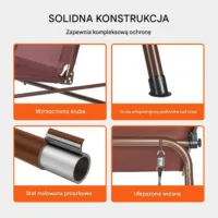 Huśtawka Ogrodowa 3-osobowa z Regulowanym Daszkiem – 174 cm 240 kg Udźwigu