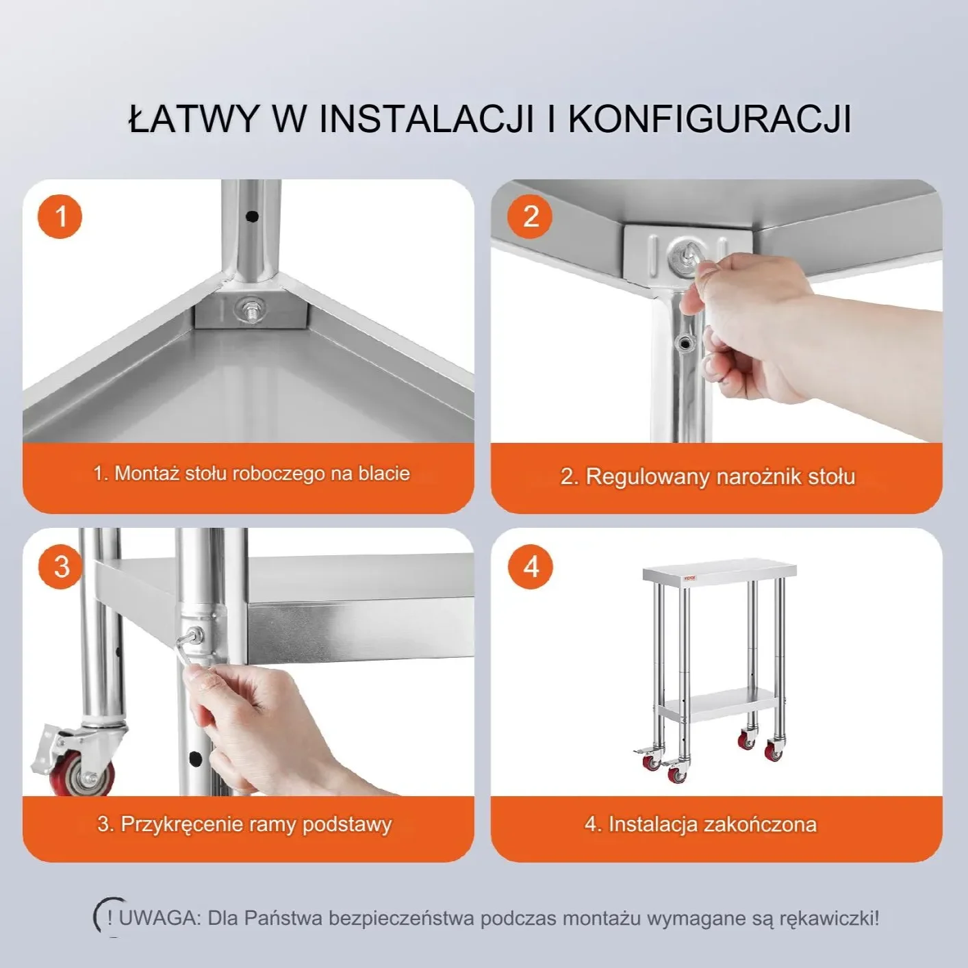 Stół roboczy nierdzewny blat gastronomiczny 30x60 cm - obrazek 4