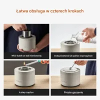 Biokominek kominek wolnostojący na taras stół ogrodowy stojący z betonu