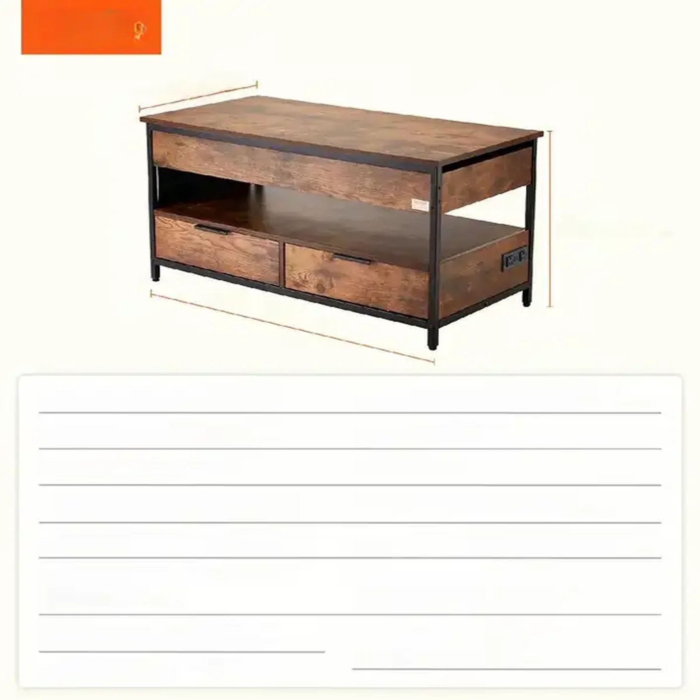 Stolik kawowy ława z podnoszonym blatem schowkiem + szuflady - obrazek 7