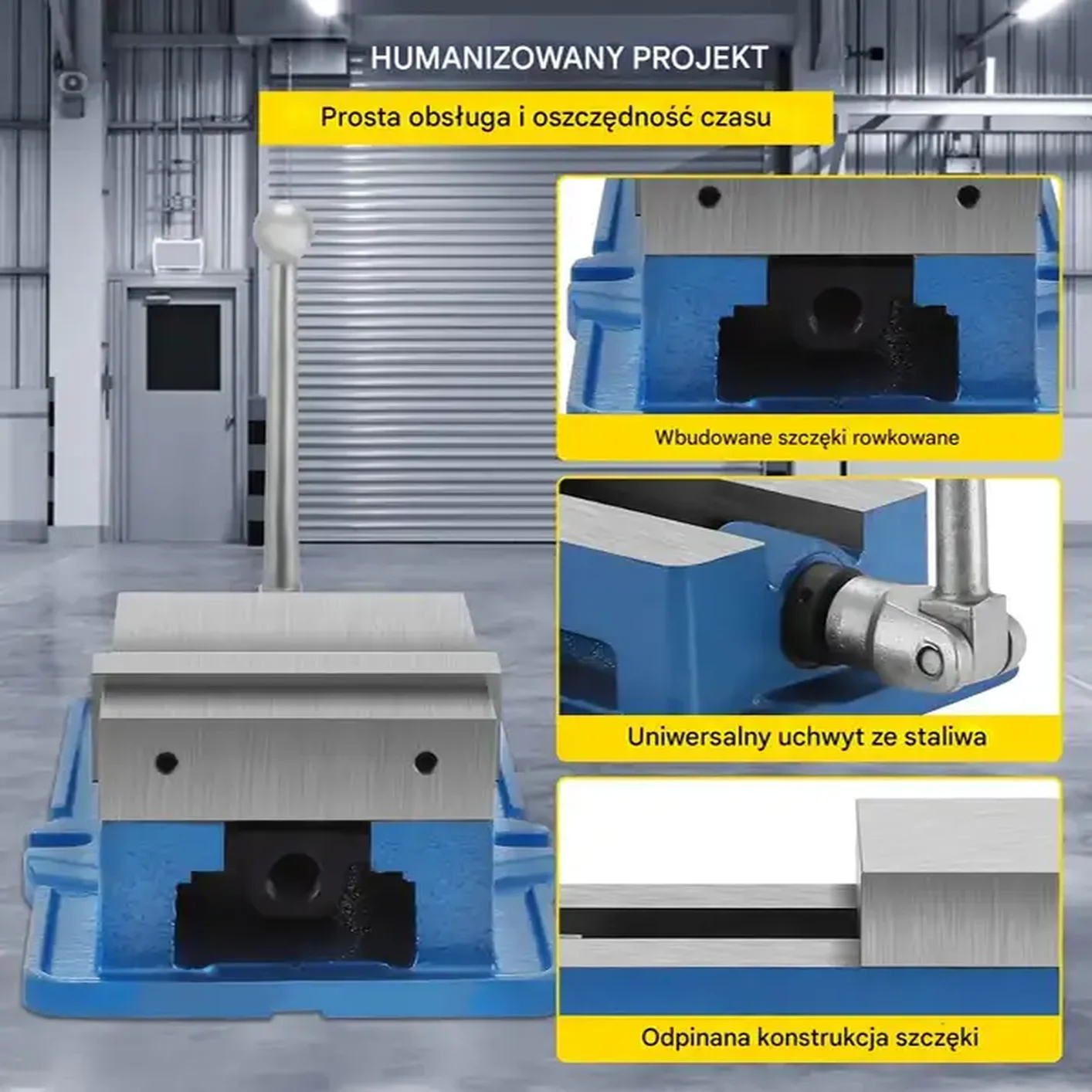 Imadło precyzyjne 152 mm, mocne stalowe, szczęki 44 mm, do frezarki CNC - obrazek 5