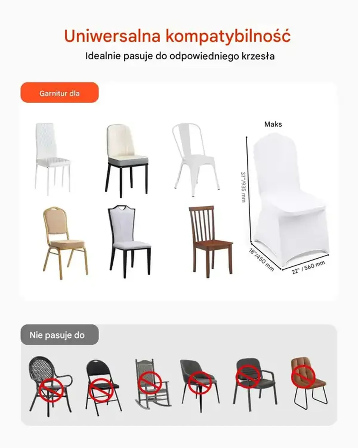 Pokrowce na krzesła 100 szt. spandex elastyczne - do ślubów i bankietów - obrazek 3