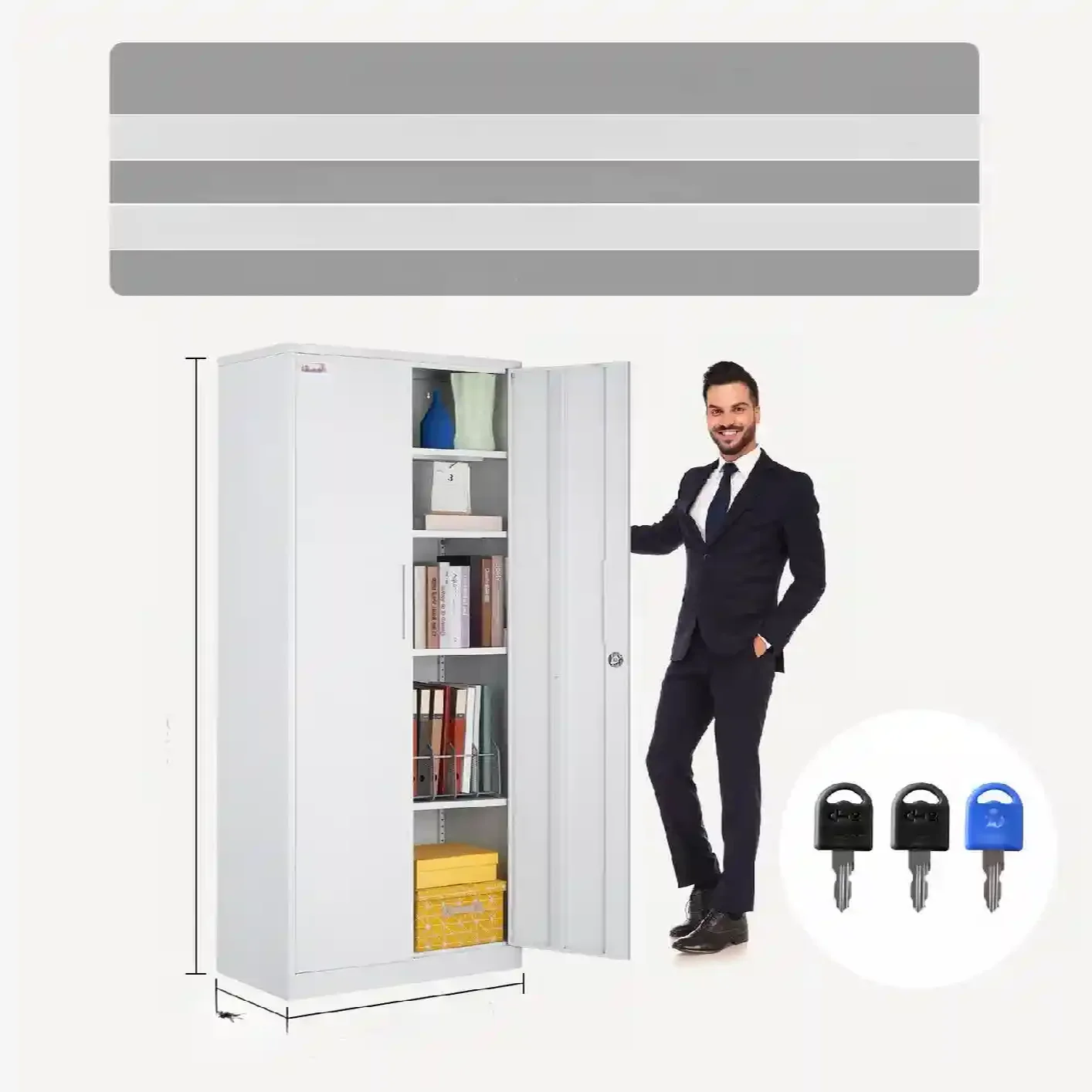 Szafa Biurowa Metalowa Na Dokumenty Akta 80x40x180 cm biała - obrazek 5