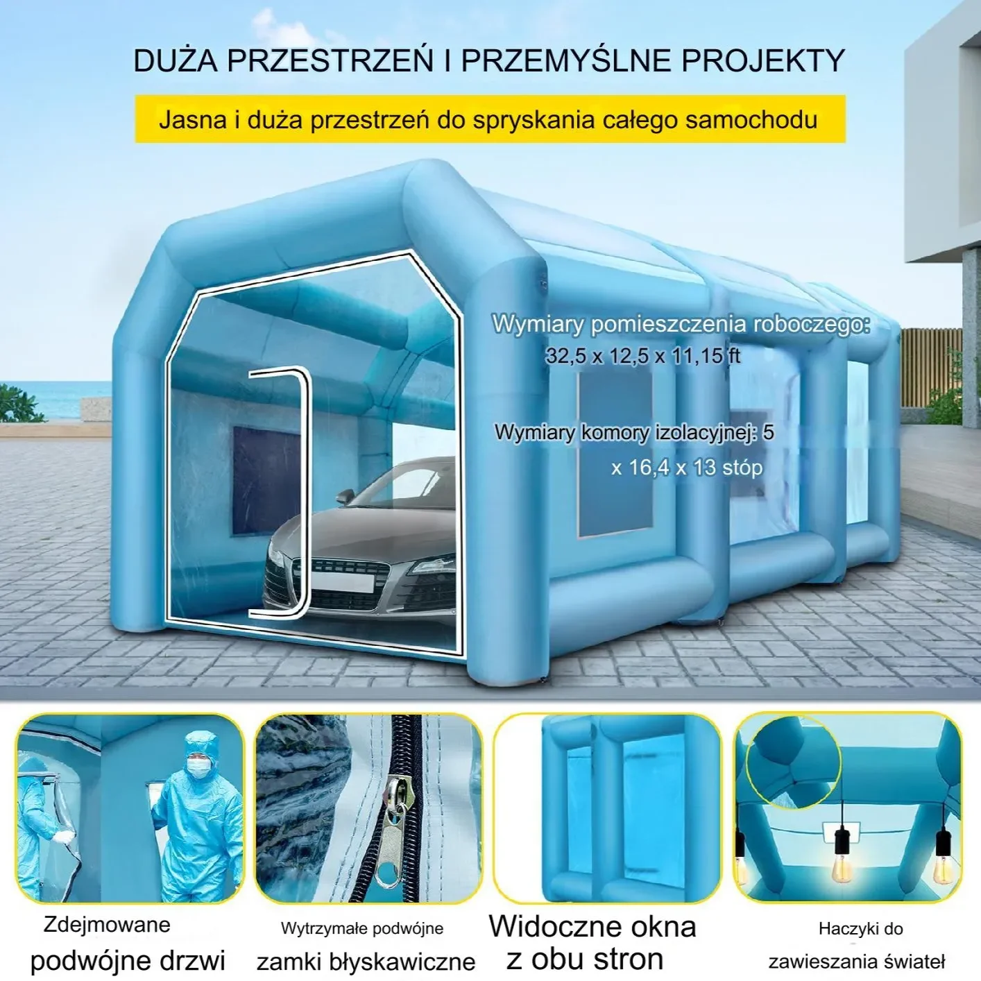 Nadmuchiwany namiot lakierniczy kabina 12x5x4 m - obrazek 2
