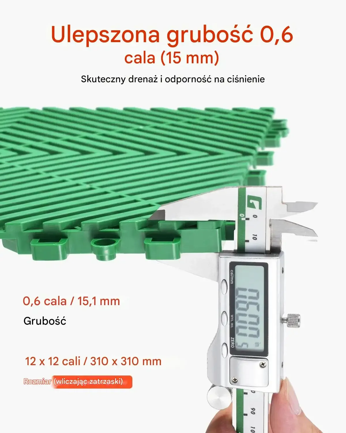 Mata drenażowa modułowa 31x31cm antypoślizgowa PP 50szt garaż ogród zielona - obrazek 3