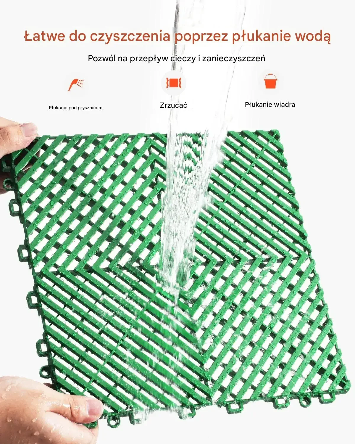 Mata drenażowa modułowa 31x31cm antypoślizgowa PP 50szt garaż ogród zielona - obrazek 4