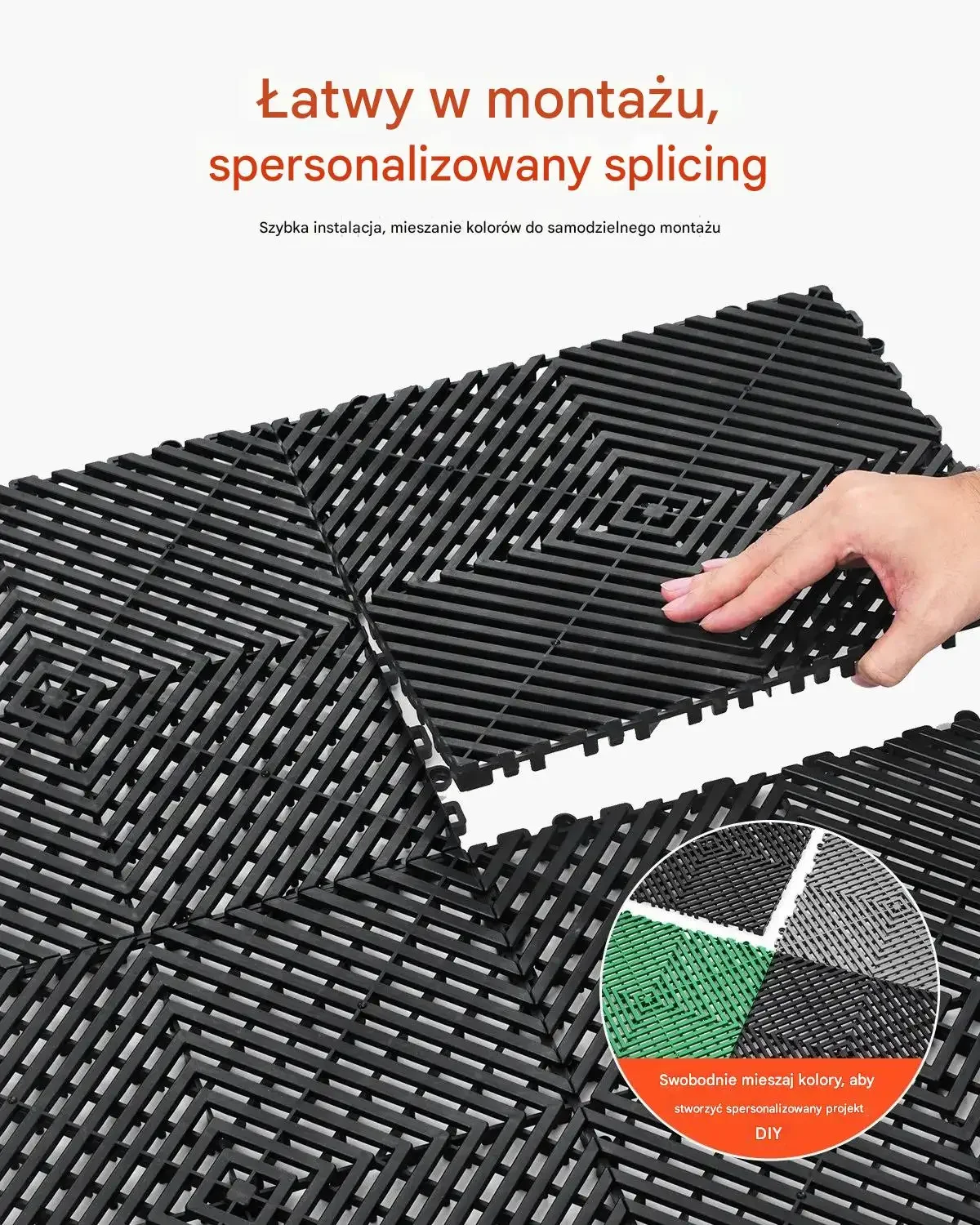 Mata drenażowa modułowa 31x31cm antypoślizgowa PP 50szt garaż ogród czarna - obrazek 3