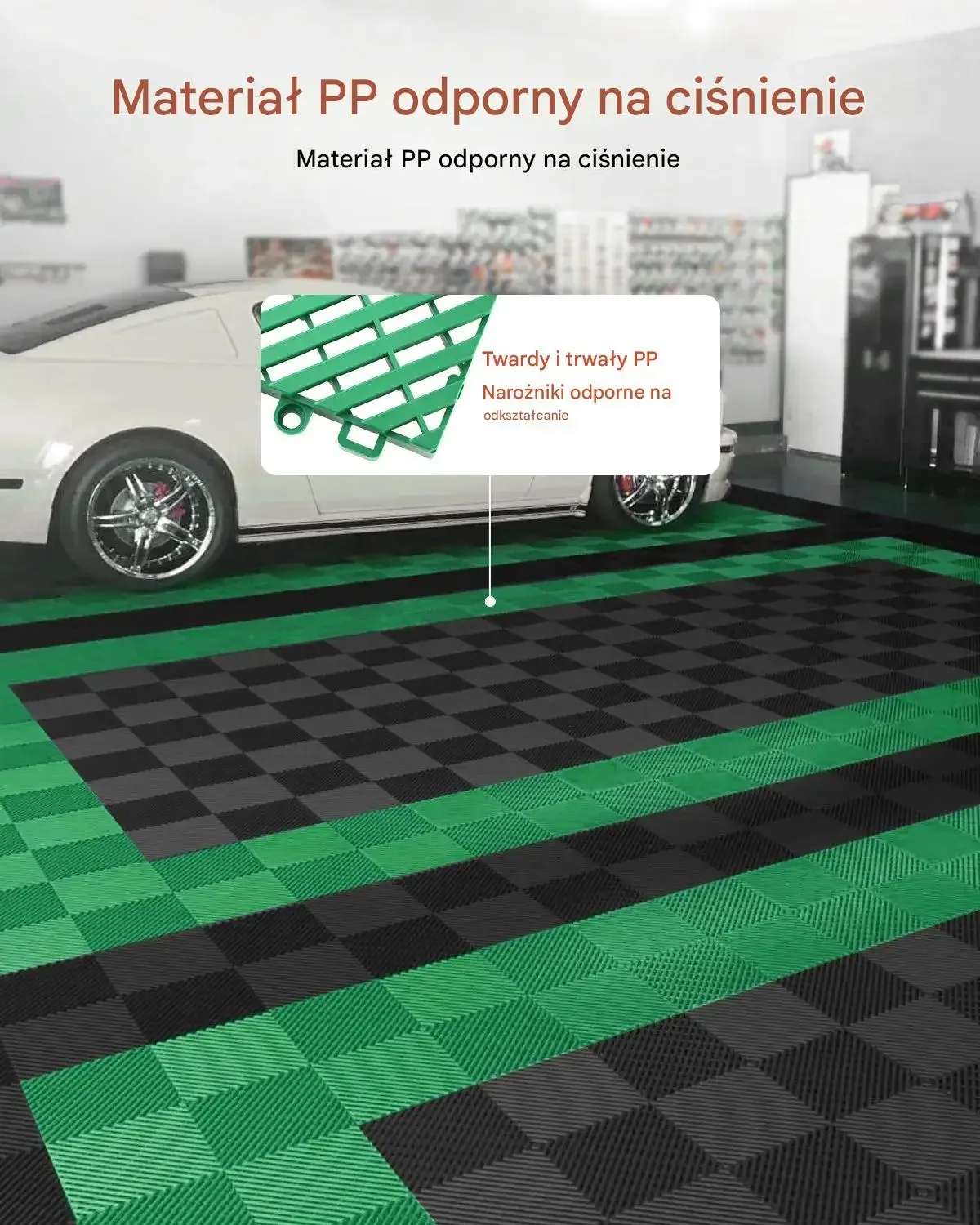 Mata drenażowa modułowa 31x31cm antypoślizgowa PP 50szt garaż ogród zielona - obrazek 2