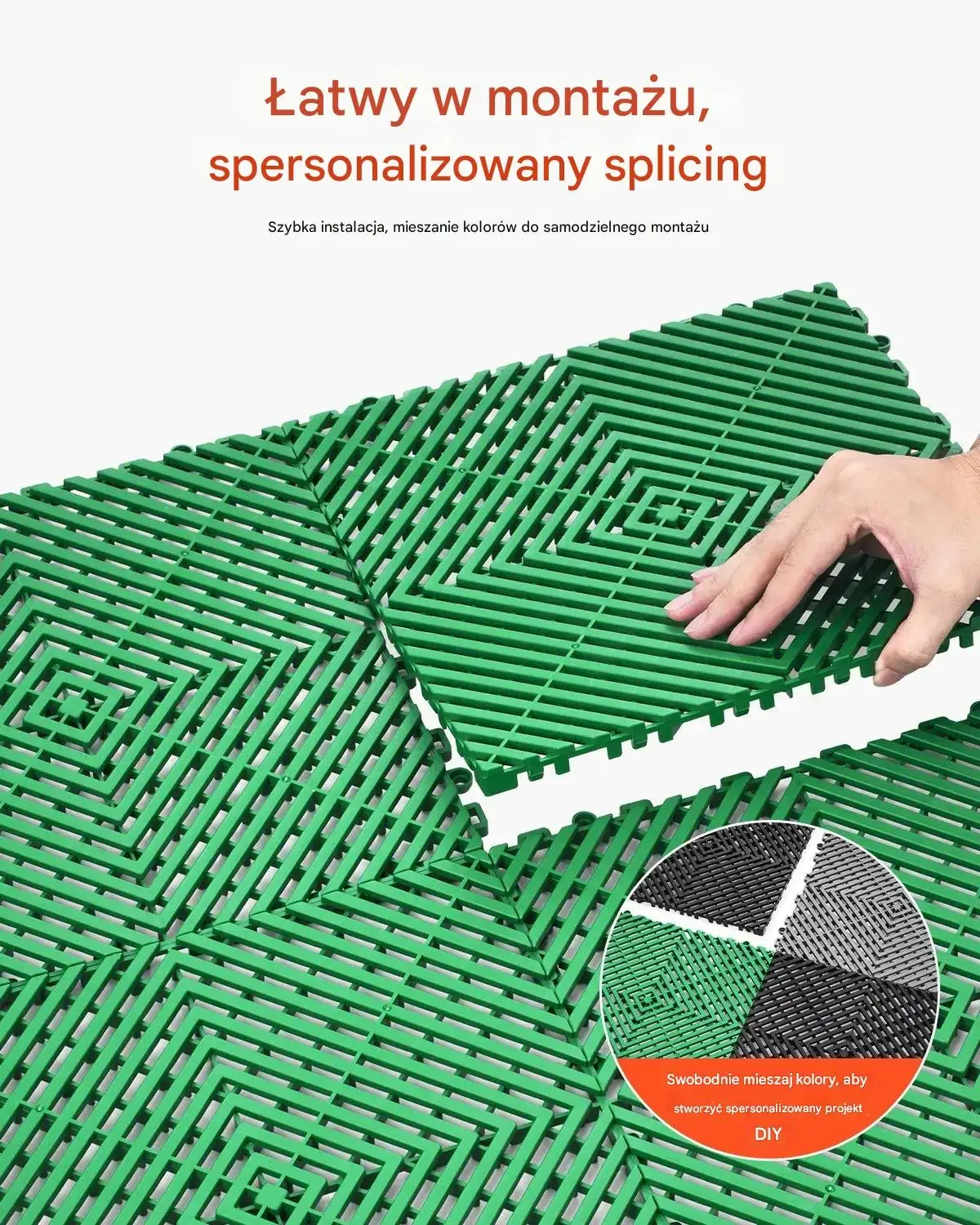 Mata drenażowa modułowa 31x31cm antypoślizgowa PP 50szt garaż ogród zielona - obrazek 5