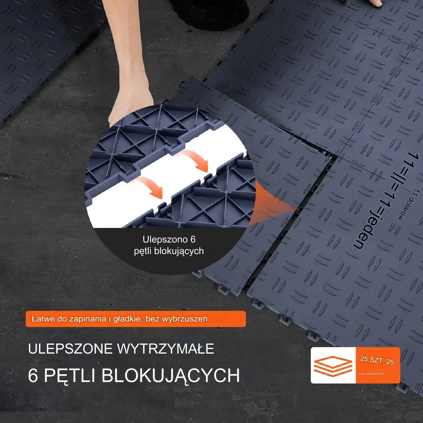 Płytki podłogowe do garażu – Ciemnoszare antypoślizgowe 25 szt 2500 kg - obrazek 4