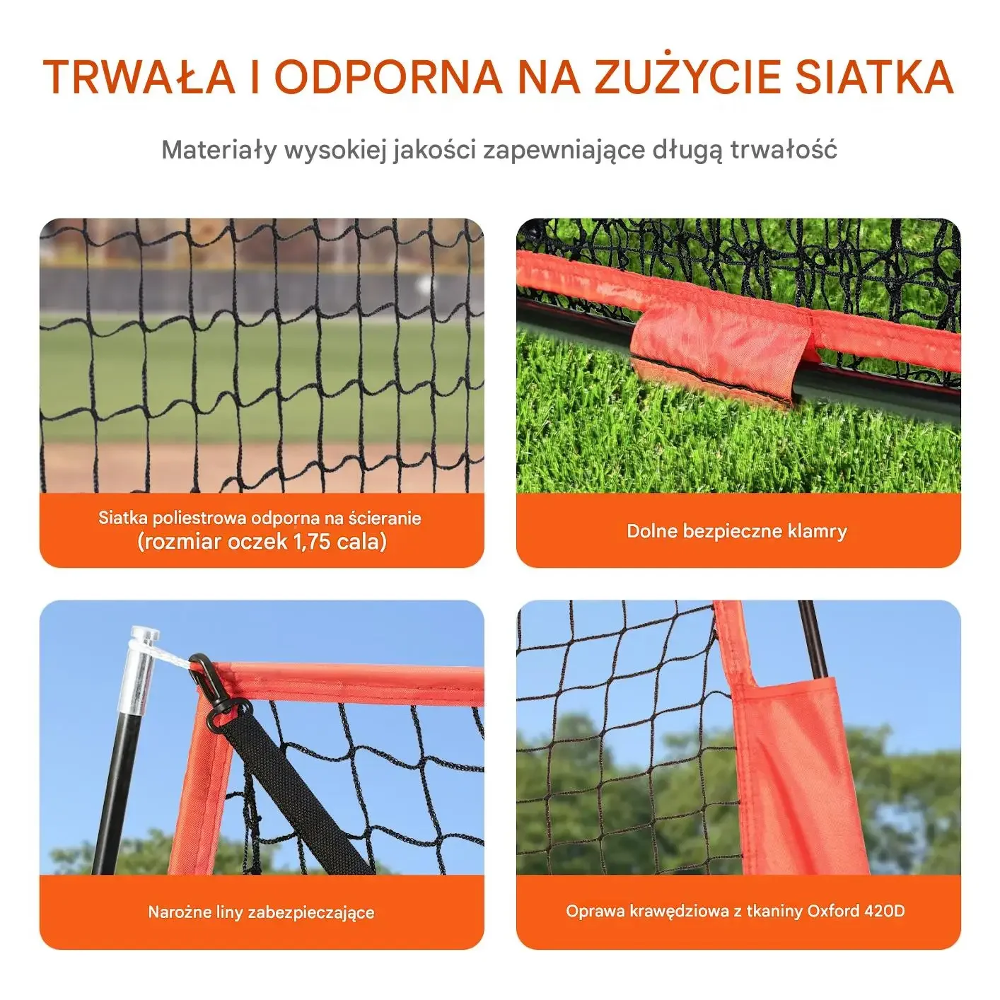Siatka treningowa baseball softball 2.1x2.1m tor do odbijania pokrowiec - obrazek 3