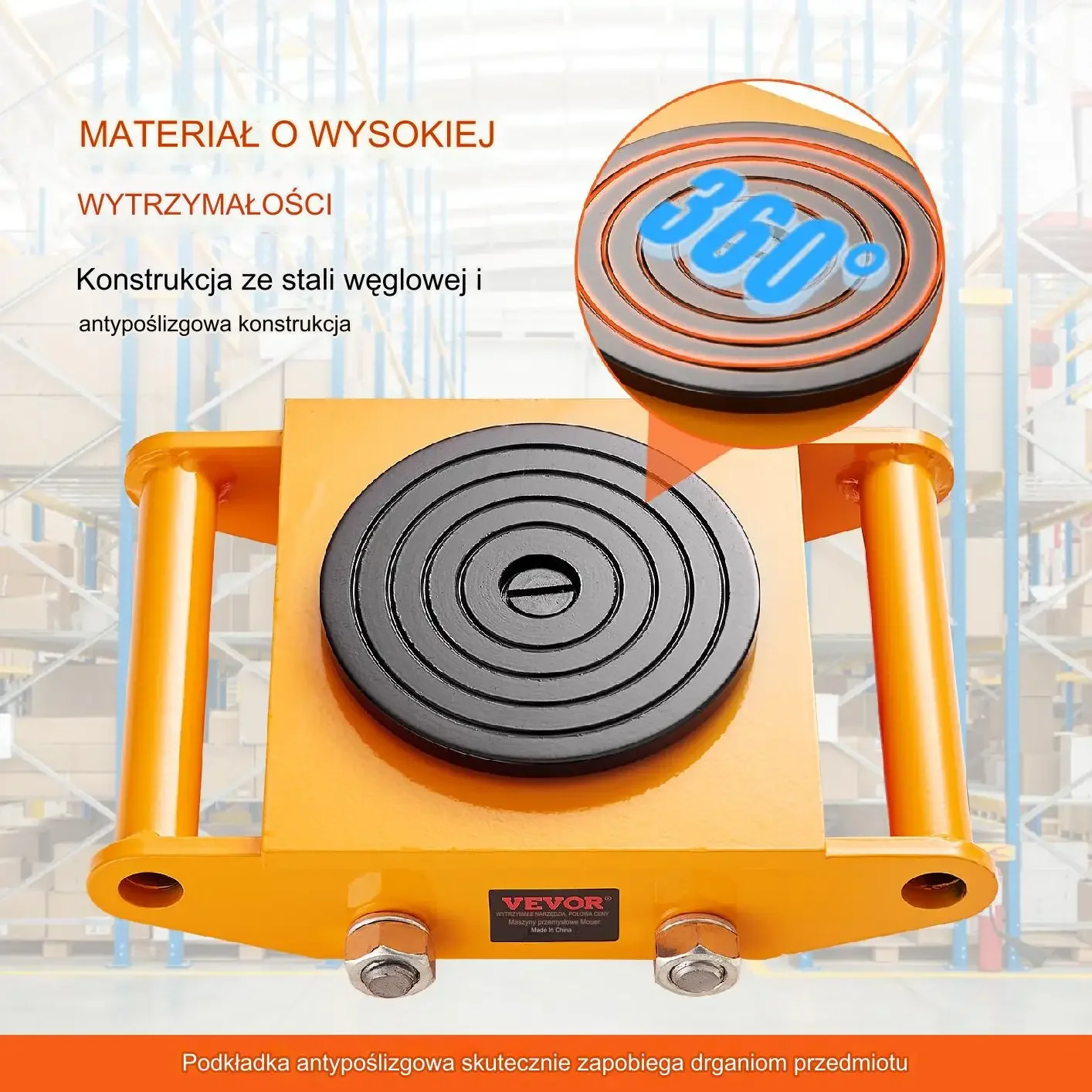 Wózki Rolki Transportowe do Ciężkich Ładunków – 4 Sztuki - obrazek 5