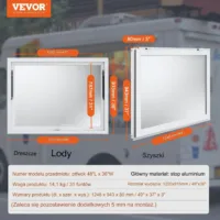 Okno serwisowe do food trucka 122x92cm aluminiowe markiza gazowe wsporniki