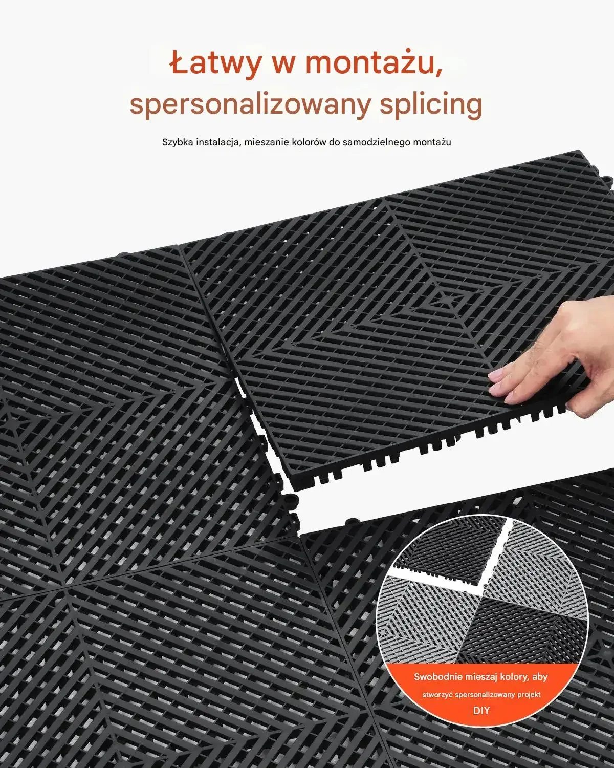 Mata drenażowa modułowa 41x41cm antypoślizgowa PP 24szt garaż ogród czarna - obrazek 5