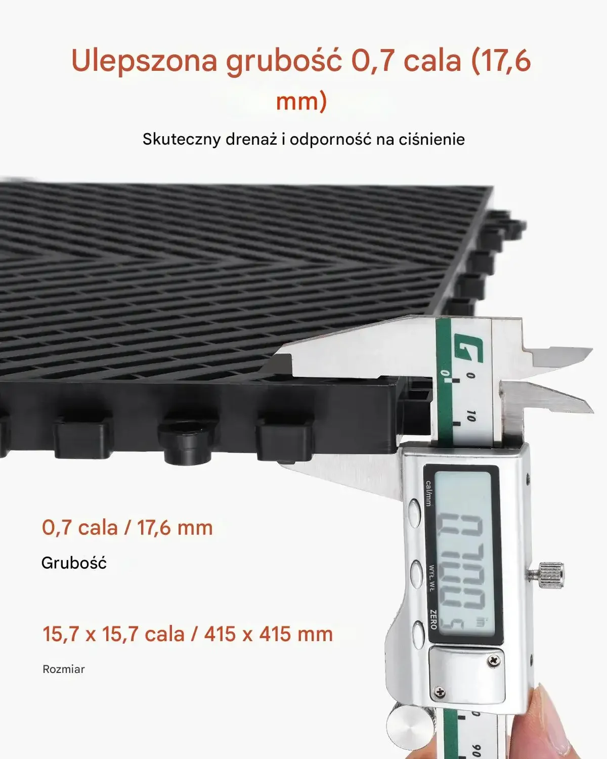 Mata drenażowa modułowa 41x41cm antypoślizgowa PP 24szt garaż ogród czarna - obrazek 3