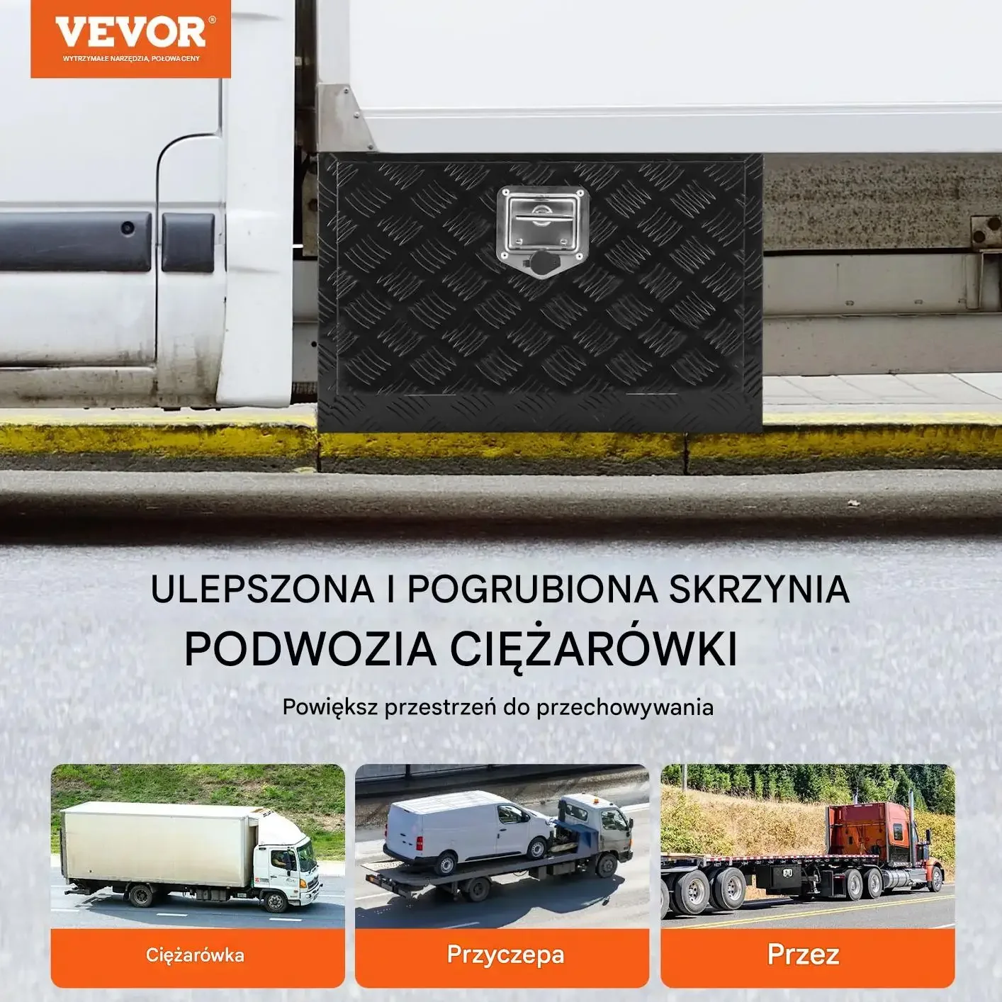 Skrzynka narzędziowa podwoziowa 61×35×40 cm, aluminiowa, zamykana - obrazek 2