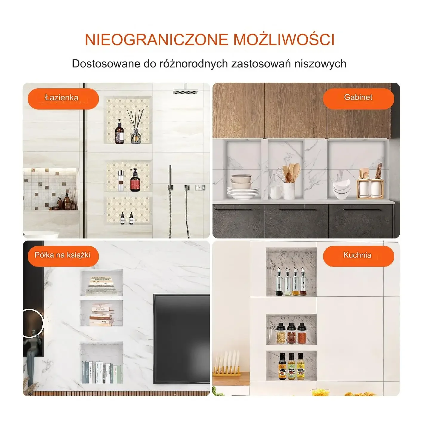 Zestaw wnęk łazienkowych XPS 40x40 + 40x50 cm, 2 szt., 3 półki, czarny - obrazek 5