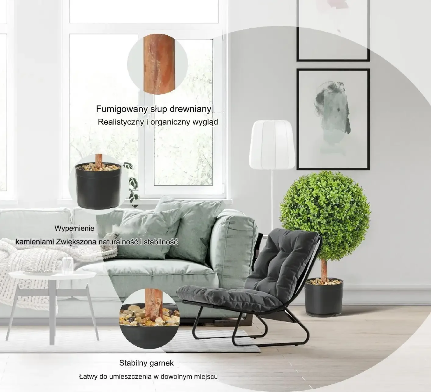 Sztuczne drzewka 2 szt 120 cm topiary do salonu, tarasu, balkonu - obrazek 4