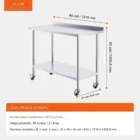 Stół Roboczy ze Stali Nierdzewnej 100x121x61cm