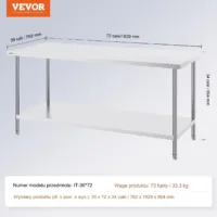 Stół Roboczy ze Stali Nierdzewnej 86x182x76cm