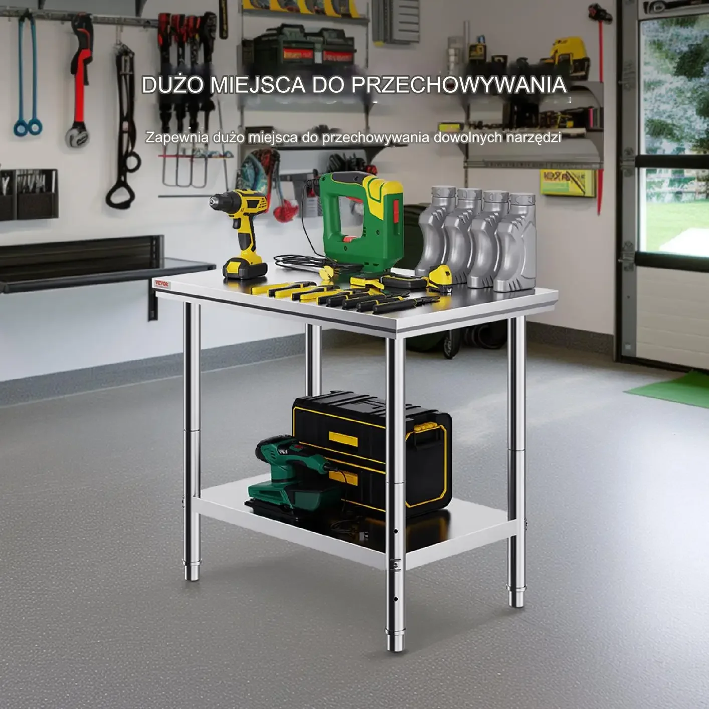 Stół roboczy ze stali nierdzewnej 60x90cm nośność 260kg regulowany - obrazek 2