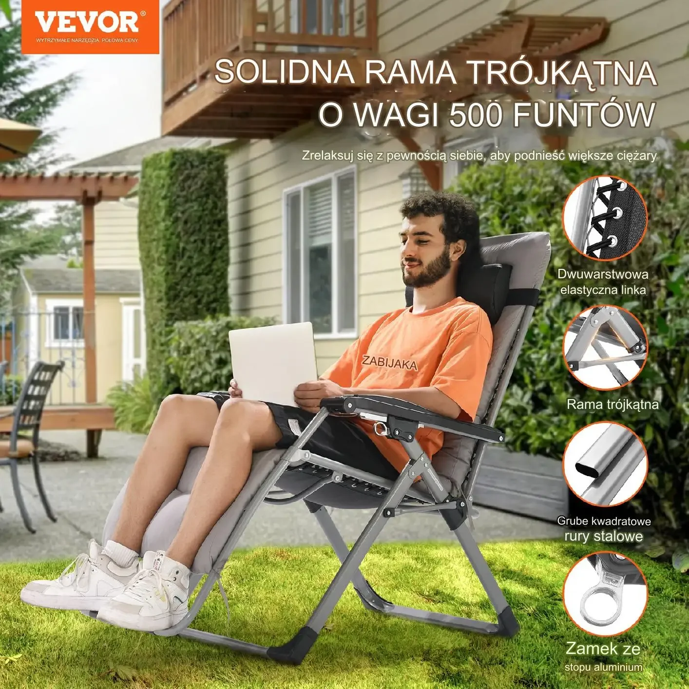 Leżak Wypoczynkowy Szary - obrazek 6