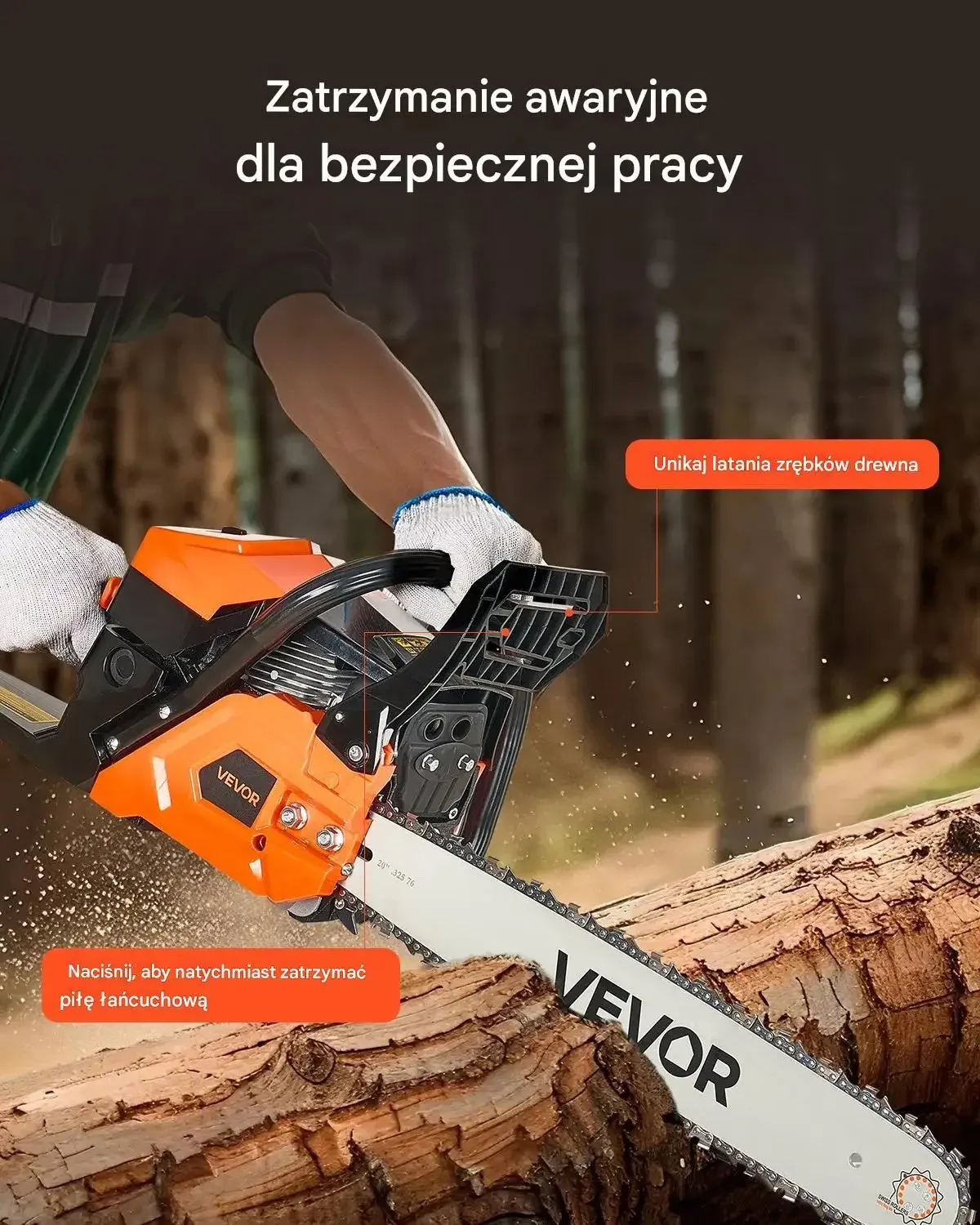 Piła spalinowa 62cc 3,6KM prowadnica 20'' do drewna i drzew - obrazek 3