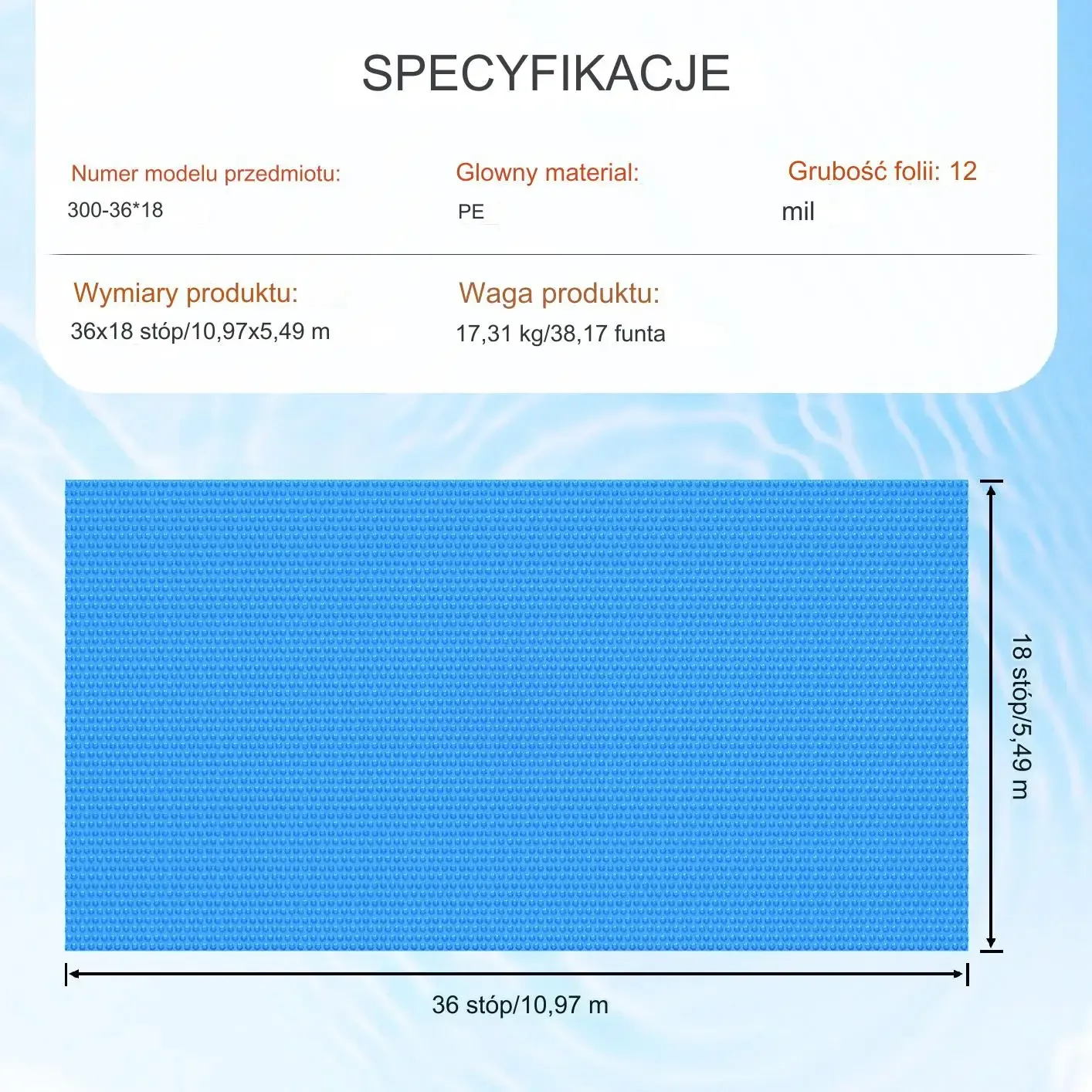 Pokrywa solarna do basenu PE 11x5.5m ogrzewa wodę zapobiega parowaniu - obrazek 6