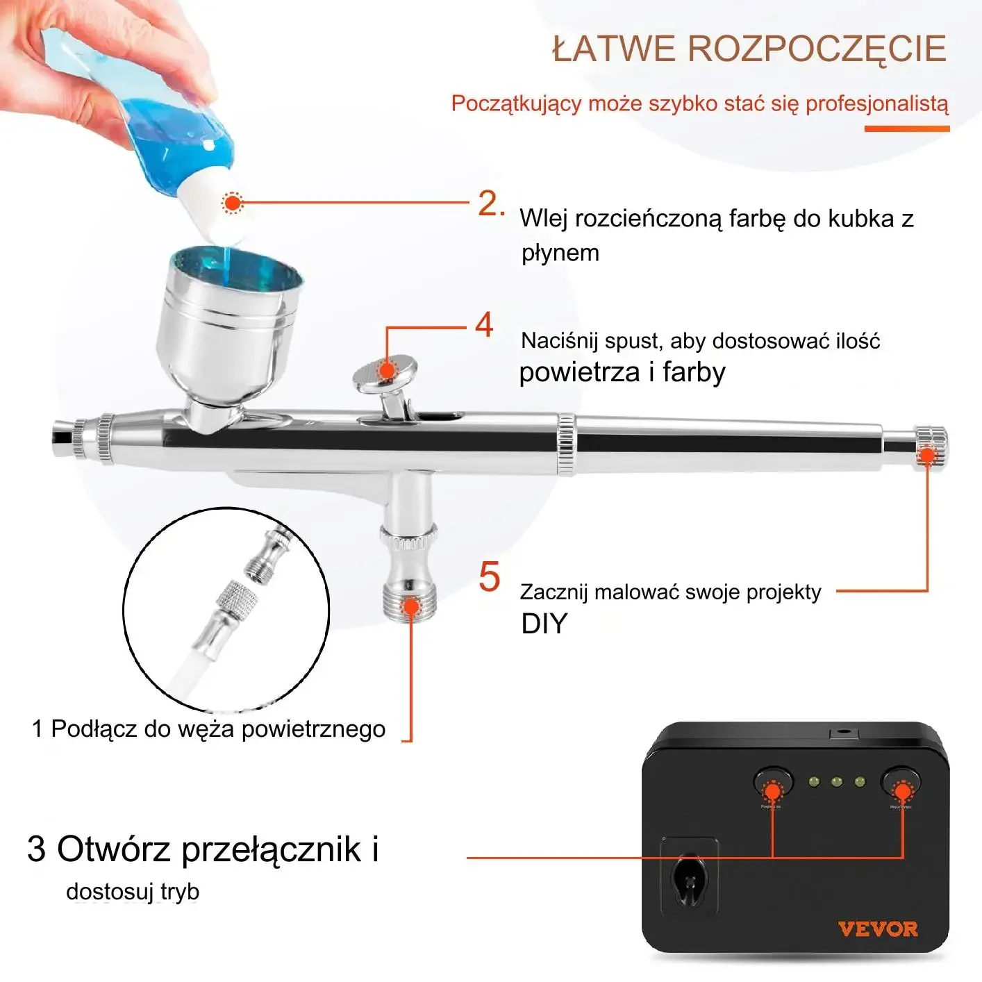 Zestaw aerografów z kompresorem do malowania ciast tatuażu modeli - obrazek 4