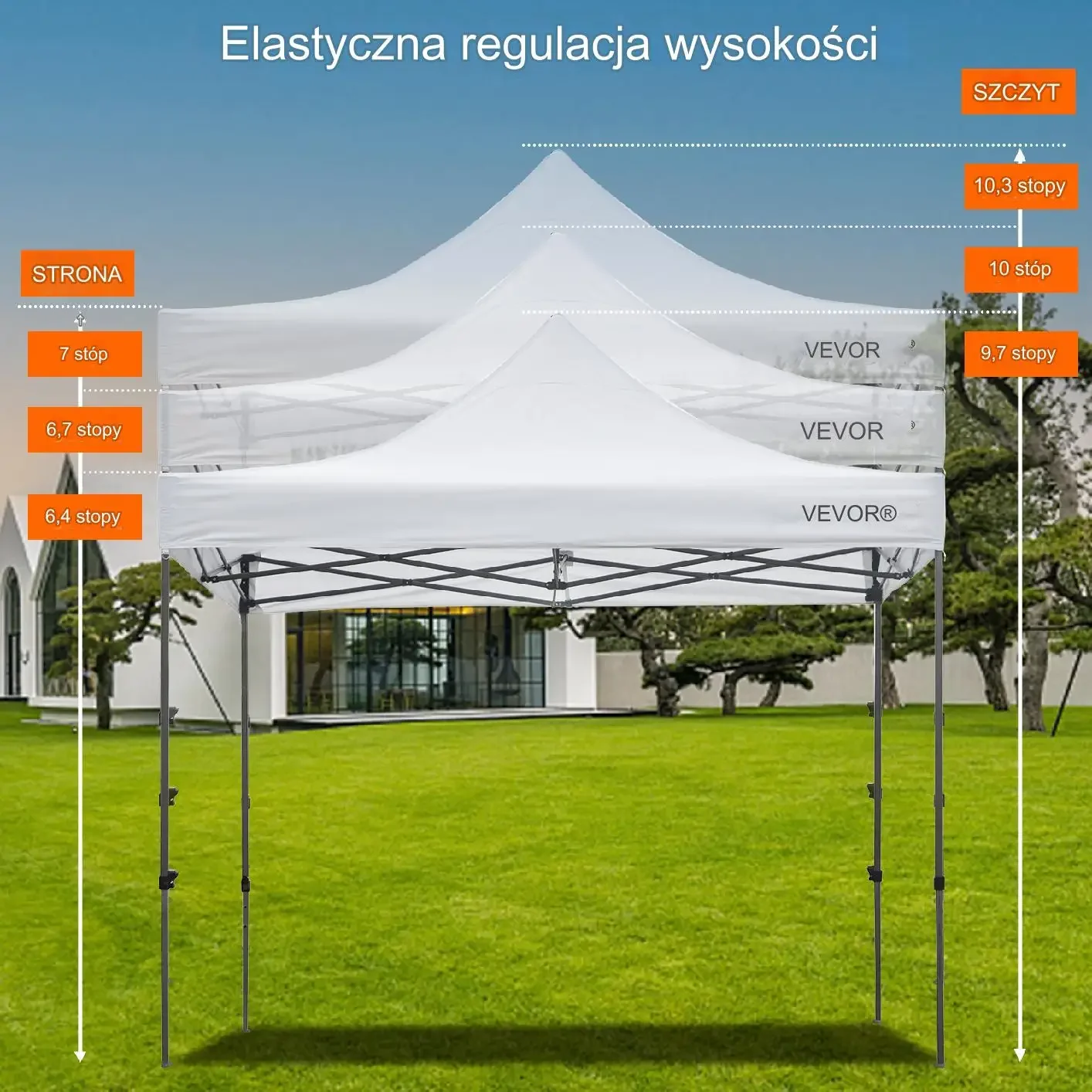 Namiot pawilon 300×300 cm z 4 ściankami, pop-up, stabilny, biała UV odporny - obrazek 3