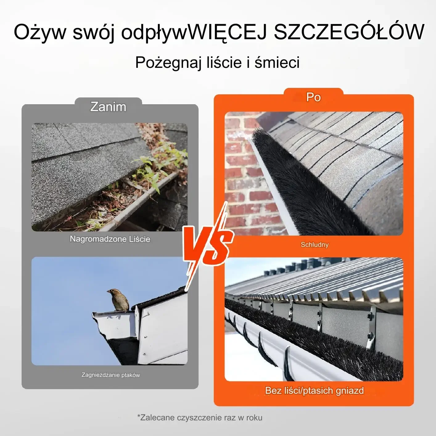 Szczotka do rynien czyścik kolce 1830x13cm 20szt – osłona do liści - obrazek 5
