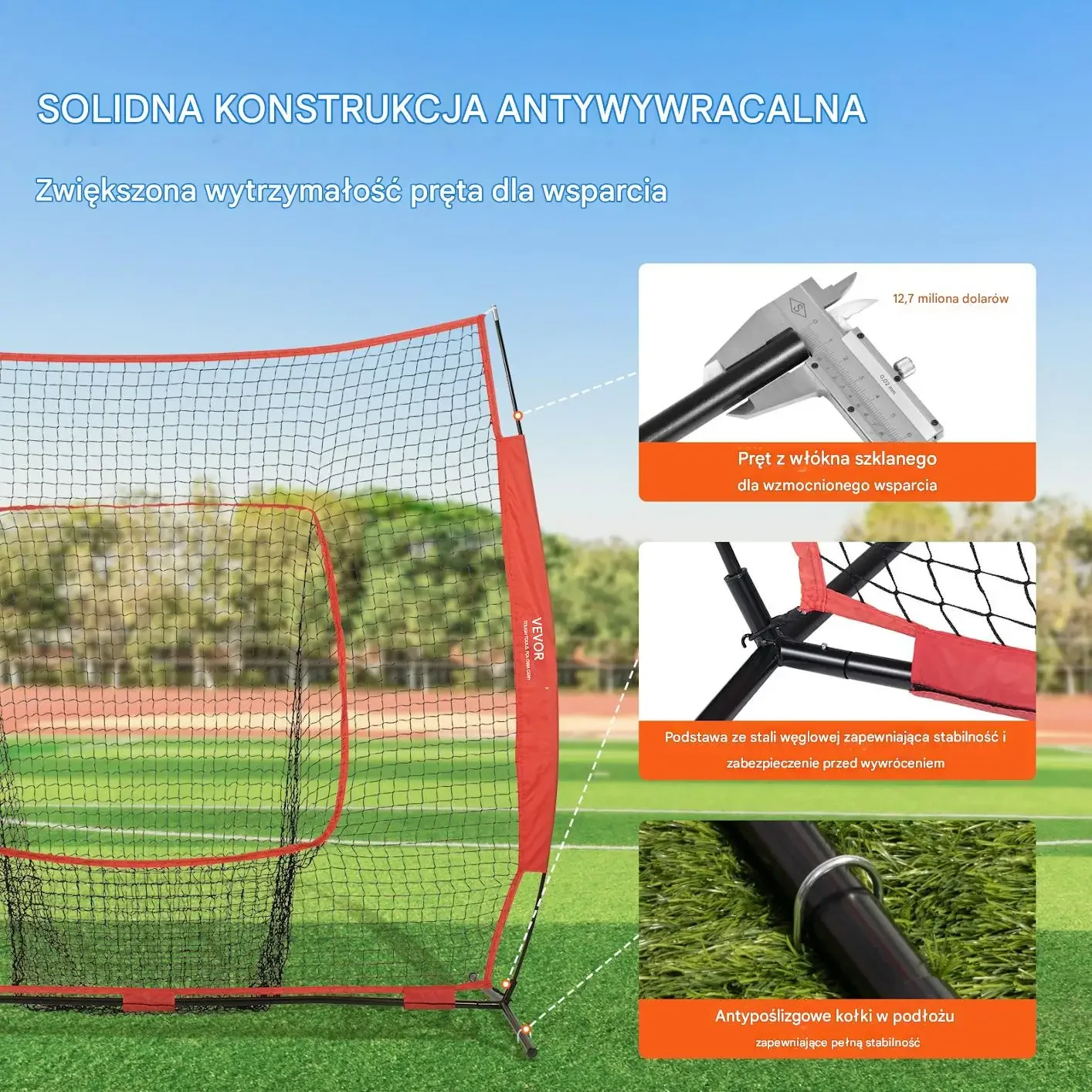 Siatka treningowa baseball softball 2.1x2.1m tor do odbijania pokrowiec - obrazek 2