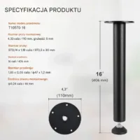 Nogi stołowe regulowane 41 cm, 4 szt., 544 kg, czarne mat, stal, DIY
