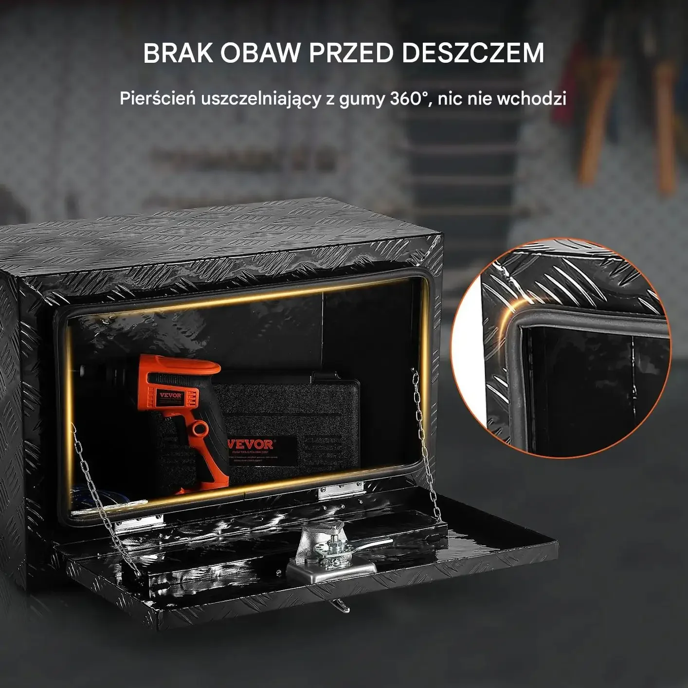 Skrzynka narzędziowa podwoziowa 61×35×40 cm, aluminiowa, zamykana - obrazek 5