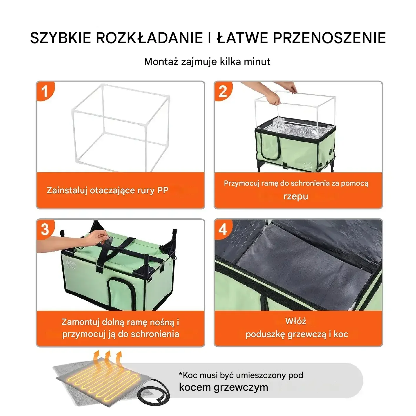 Podgrzewany domek dla kota na podwyższeniu legowisko wodoodporne zielone - obrazek 4