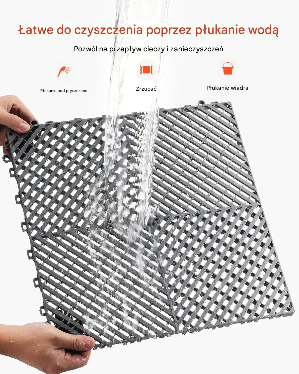 Mata drenażowa modułowa 41x41cm antypoślizgowa PP 24szt garaż ogród szara - obrazek 4