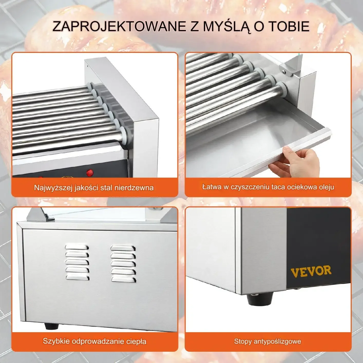 Elektryczna Maszyna do Robienia 18 Hotdogów 7 Rolek - obrazek 5