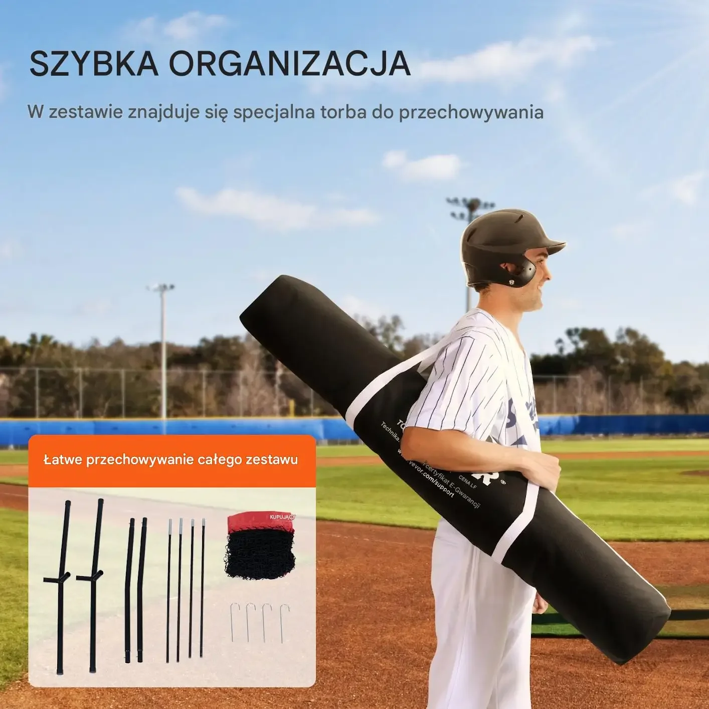Siatka treningowa baseball softball 2.1x2.1m tor do odbijania pokrowiec - obrazek 5